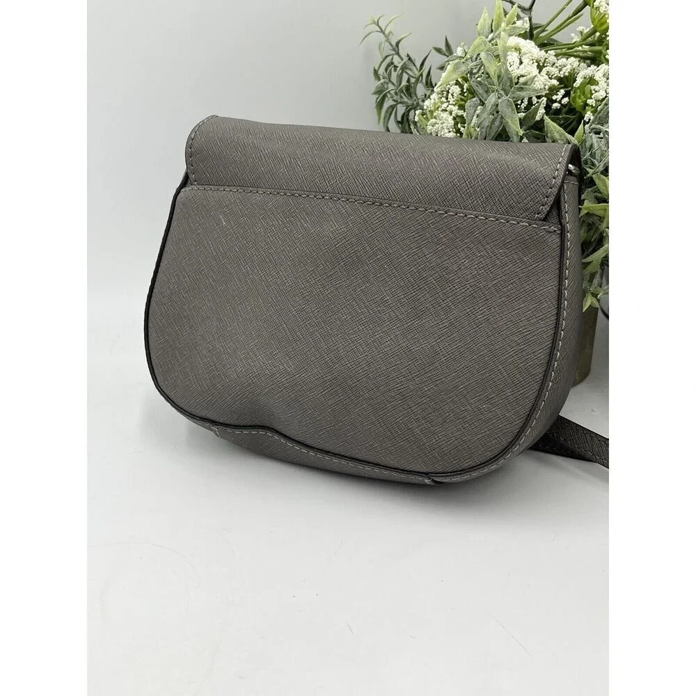 Michael Kors Bedford Medium Flap Gray Crossbody Silver Tone Chain Strap Hardware